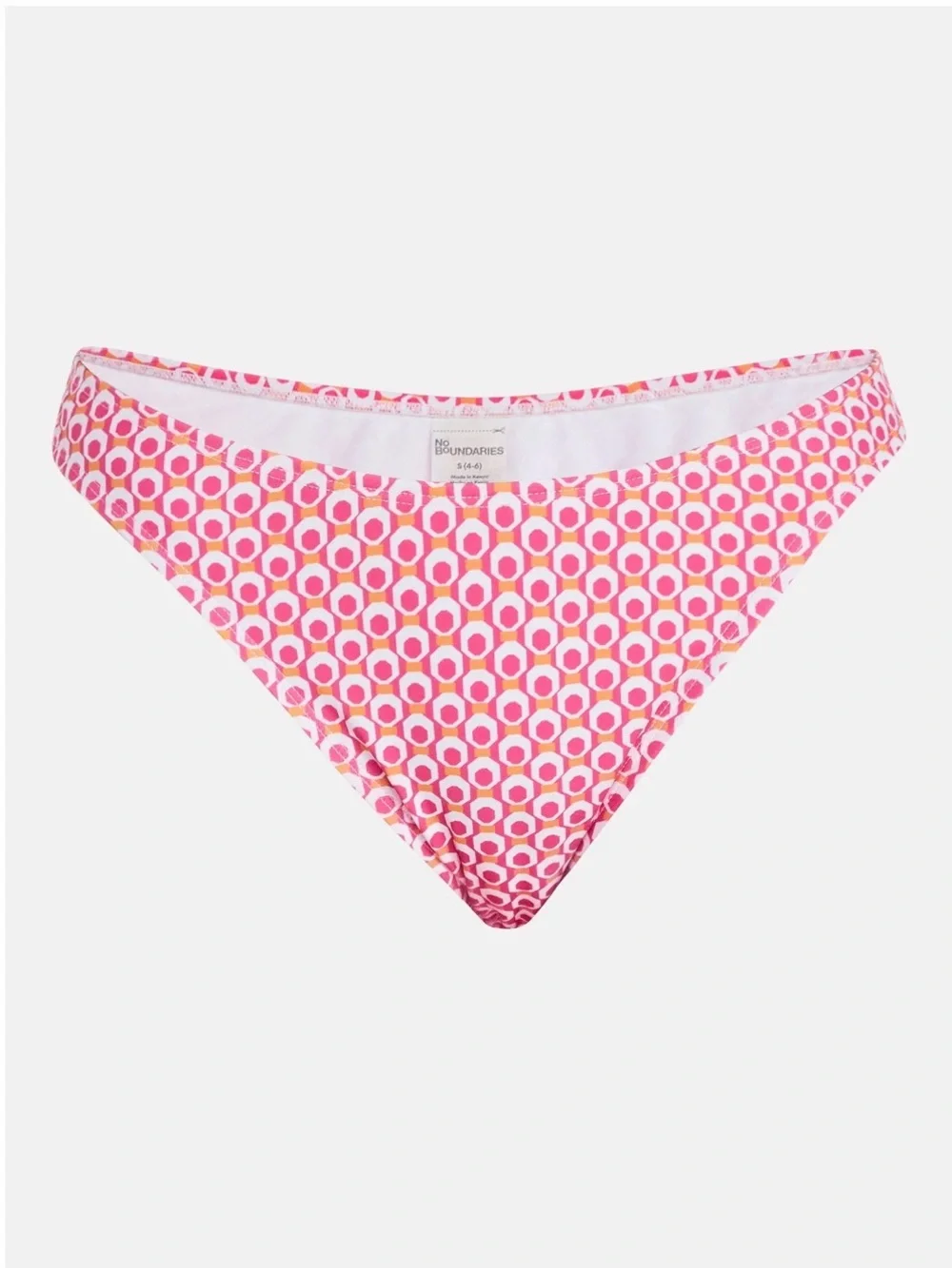 No Boundaries Pink‎ and White Geometric Bikini Bottom